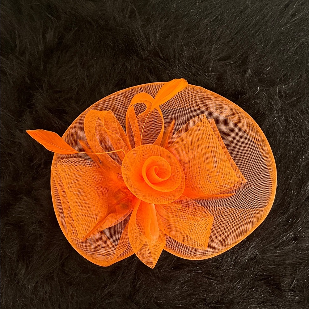 Vibrant Orange Mesh Fascinator